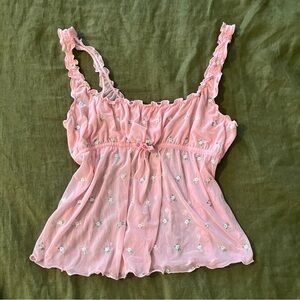 GORGEOUS vintage victoria secret sheer pink top